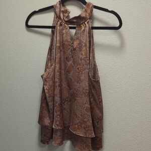 1. State Multicolor Snake Print Halter Blouse